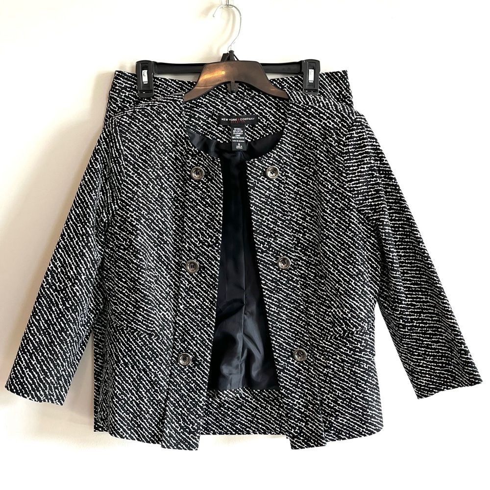 New York & Company Stretch Black And White Skirt Suit Women’s Size 8